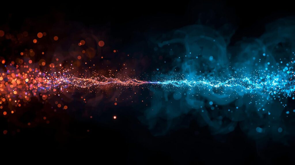 2方向の光の粒が往復する