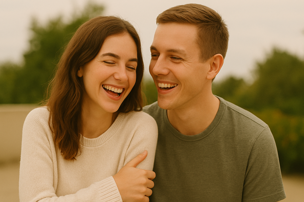 自分の体を愛おしそうに抱きしめている女性