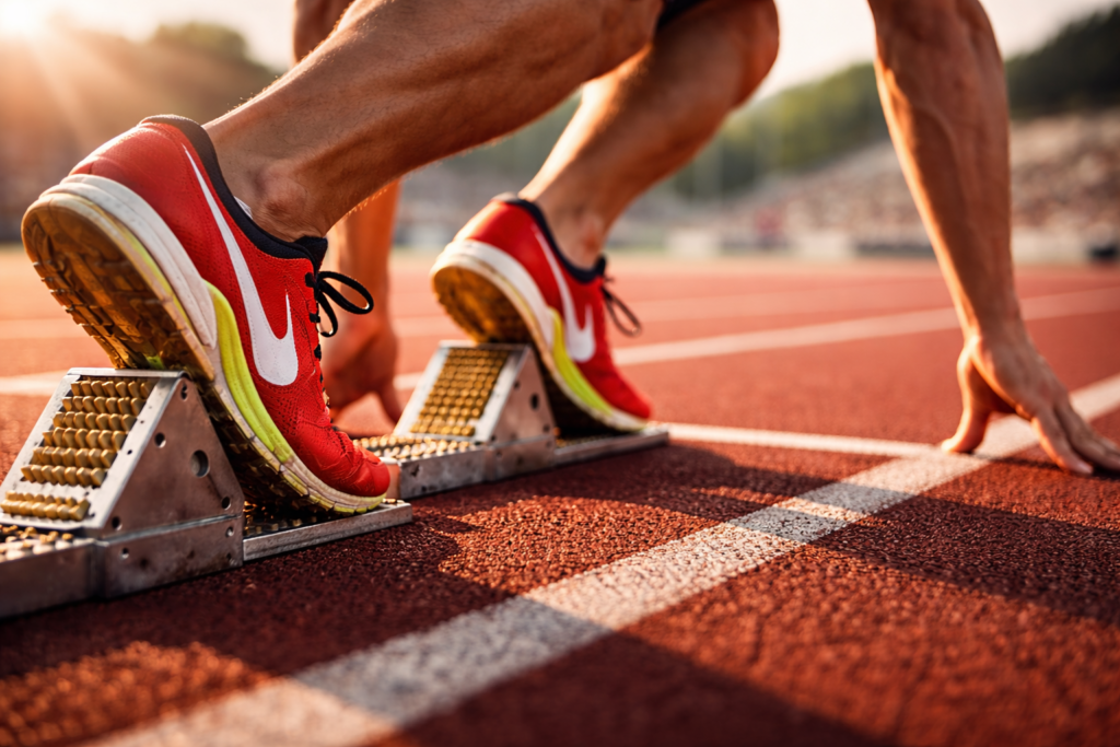 スタートダッシュを決めているランナーの足元。
