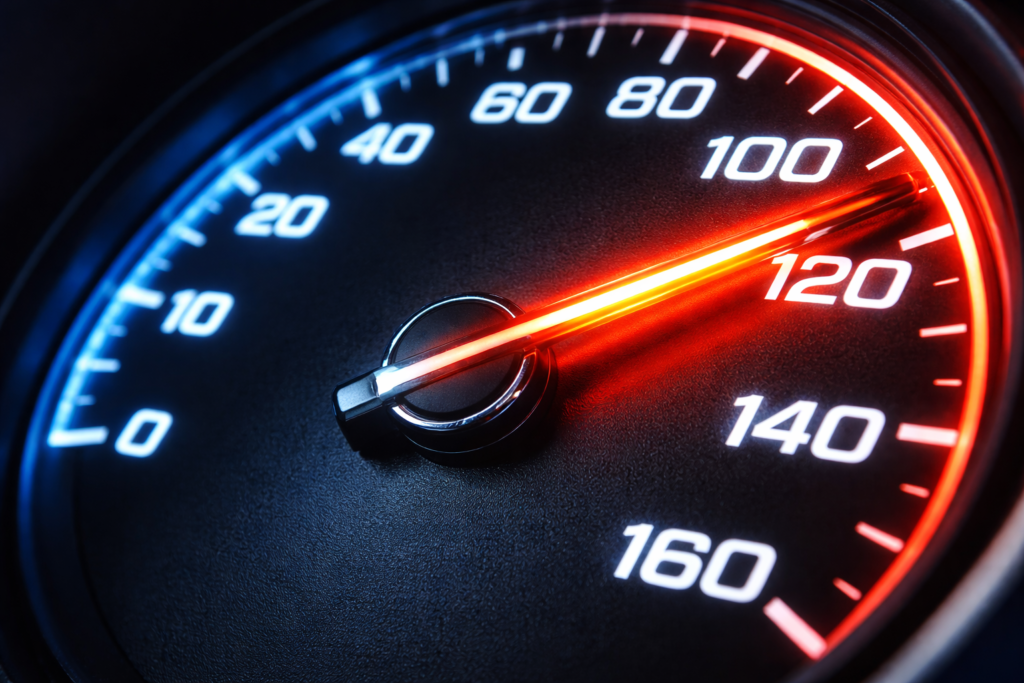 スピードメーターの針。