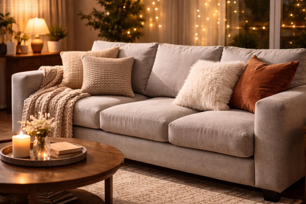 座り心地の良さそうな、ふかふかのソファ席の写真。