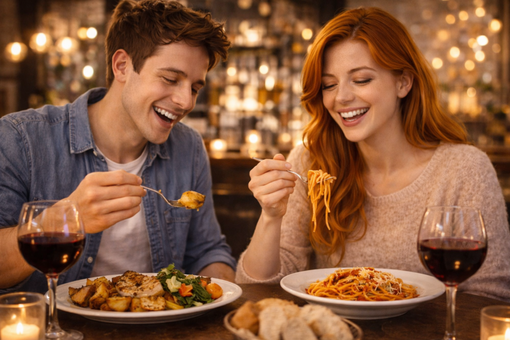 幸せそうな食事風景。