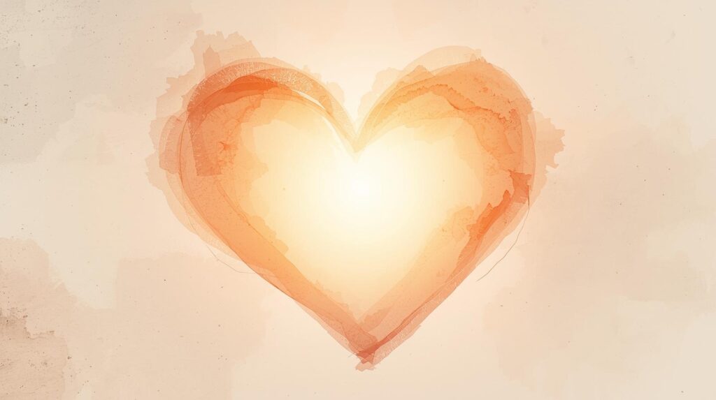 ハートの中に淡い光が灯るような