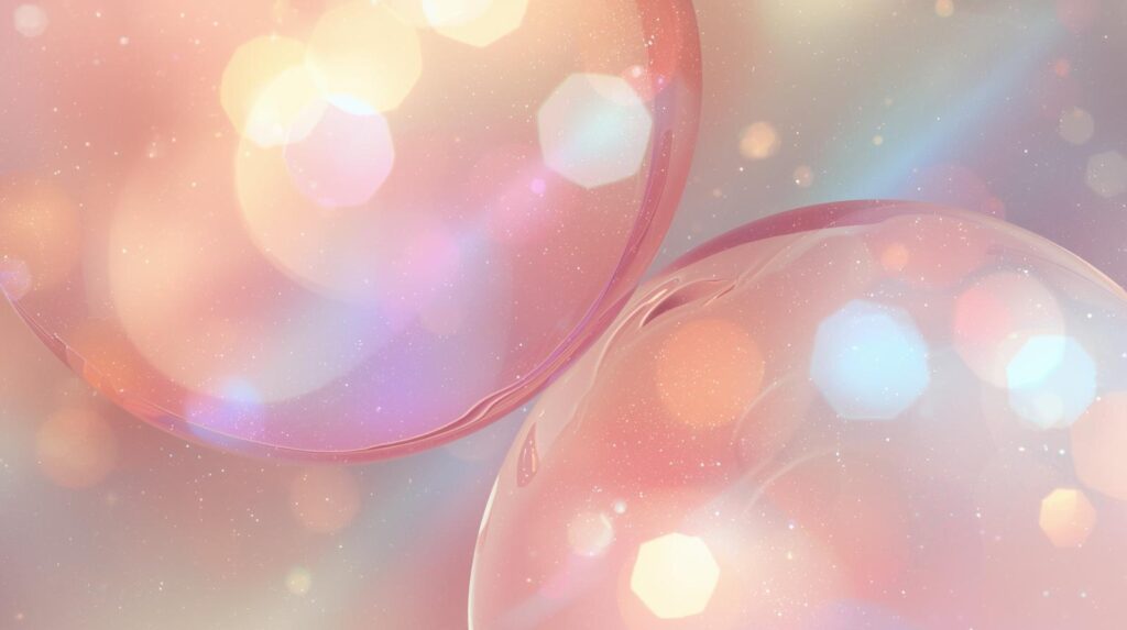 似た形の2つの丸が重なり合う抽象的な光