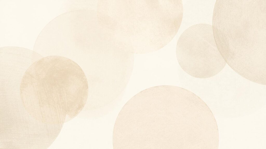 同じ色の円が重なり合う淡い抽象画