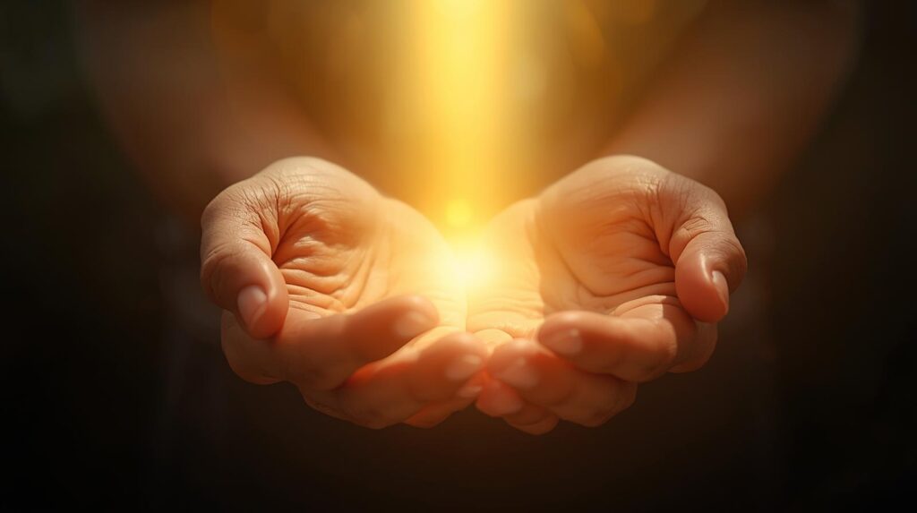 手から光が広がる