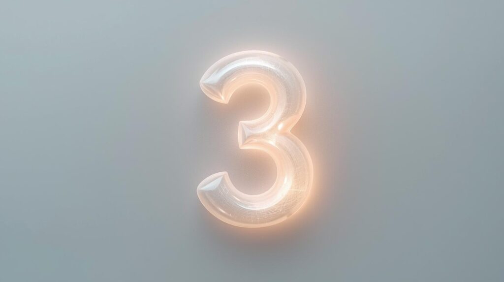 柔らかい淡色の「3」の数字が光る抽象イメージ