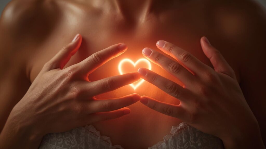 胸の前に手を置いて“トクン”と光るハート