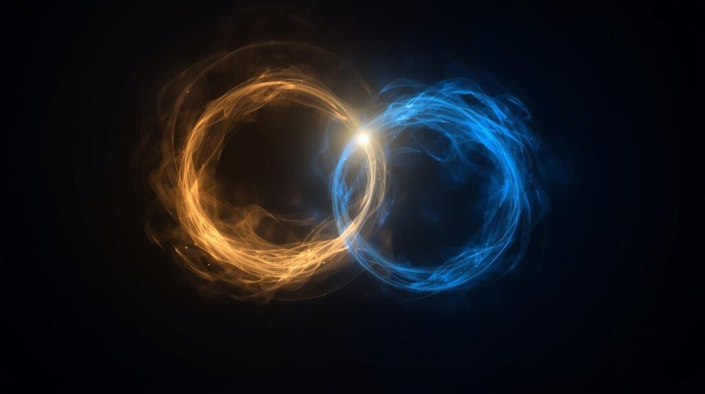 色の違う2つの光が優しく寄り添っているイメージ