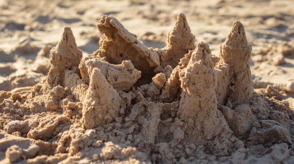 砂のお城が崩れていく様子