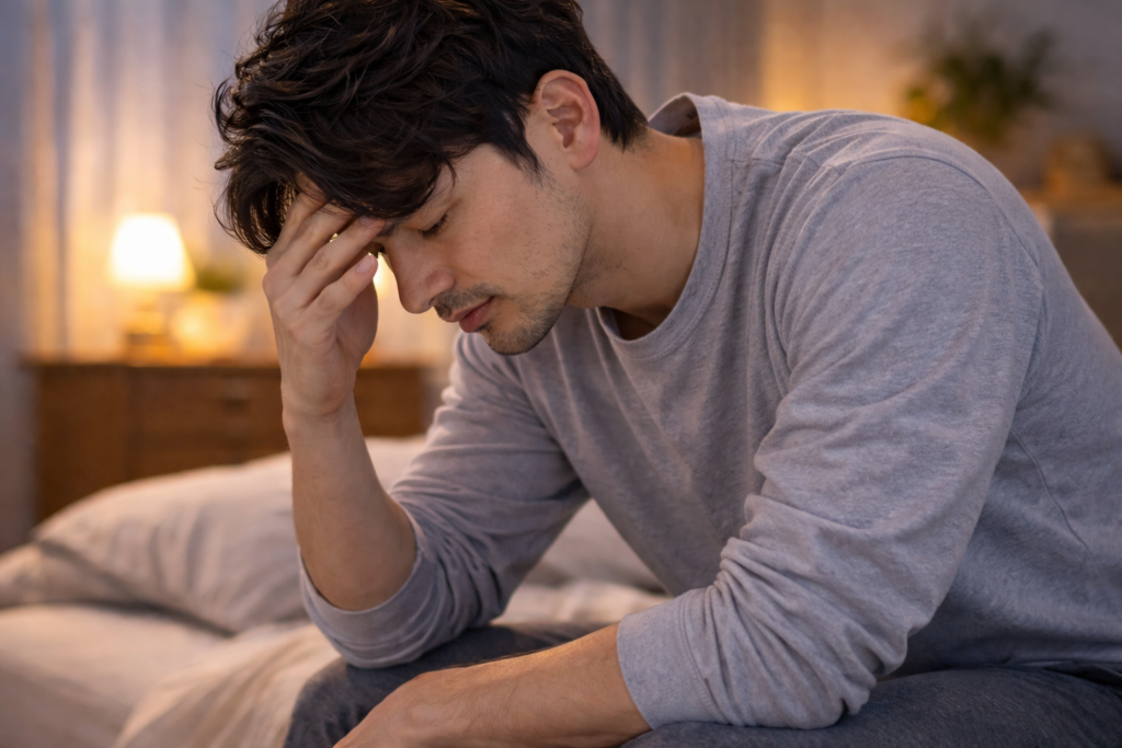 「重い」「負い目」を感じているイメージ。