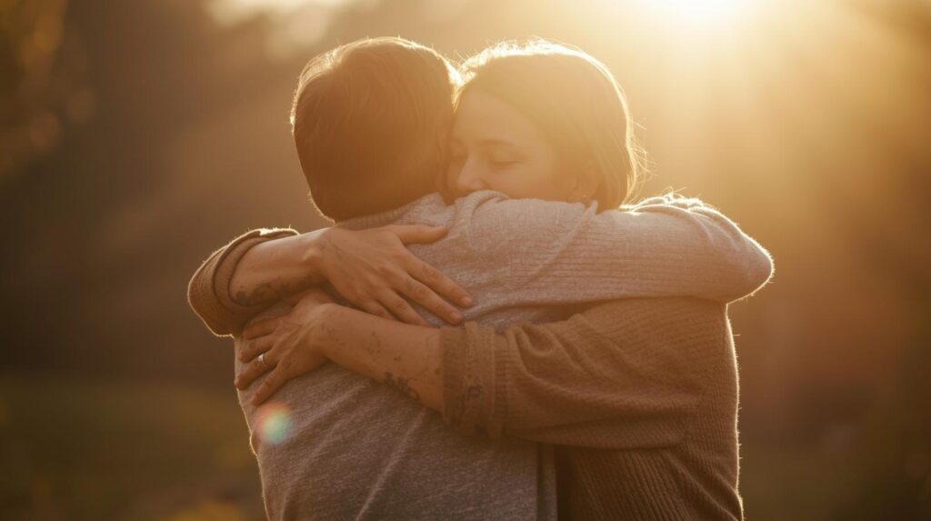 「和解」「オキシトシン」のイメージ。