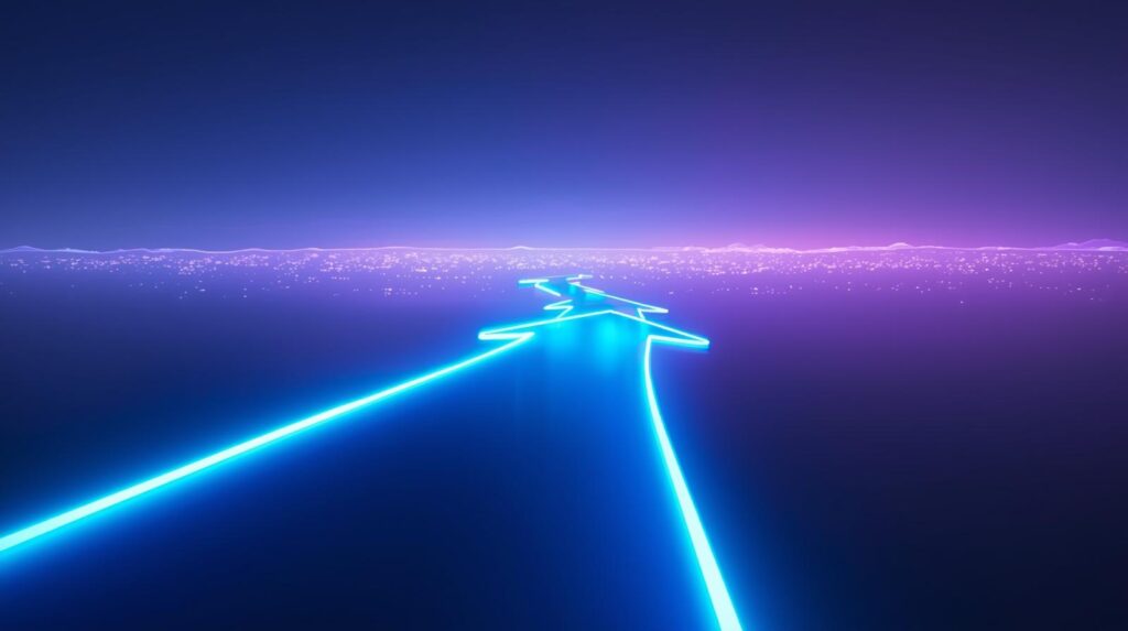 未来へ続く道を指し示す標識。