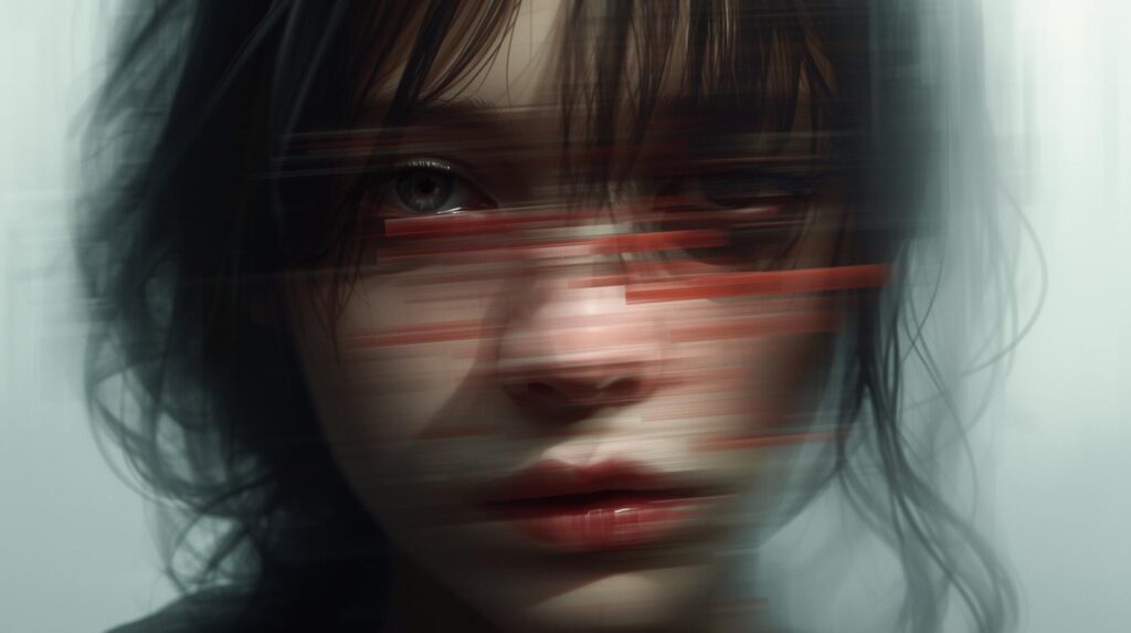 自分の輪郭がぼやけているような、不安定な印象のポートレート