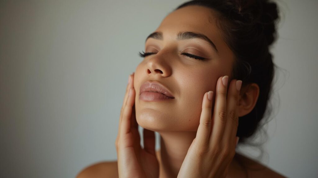 自分をケア（セルフケア）してリラックスしている様子。