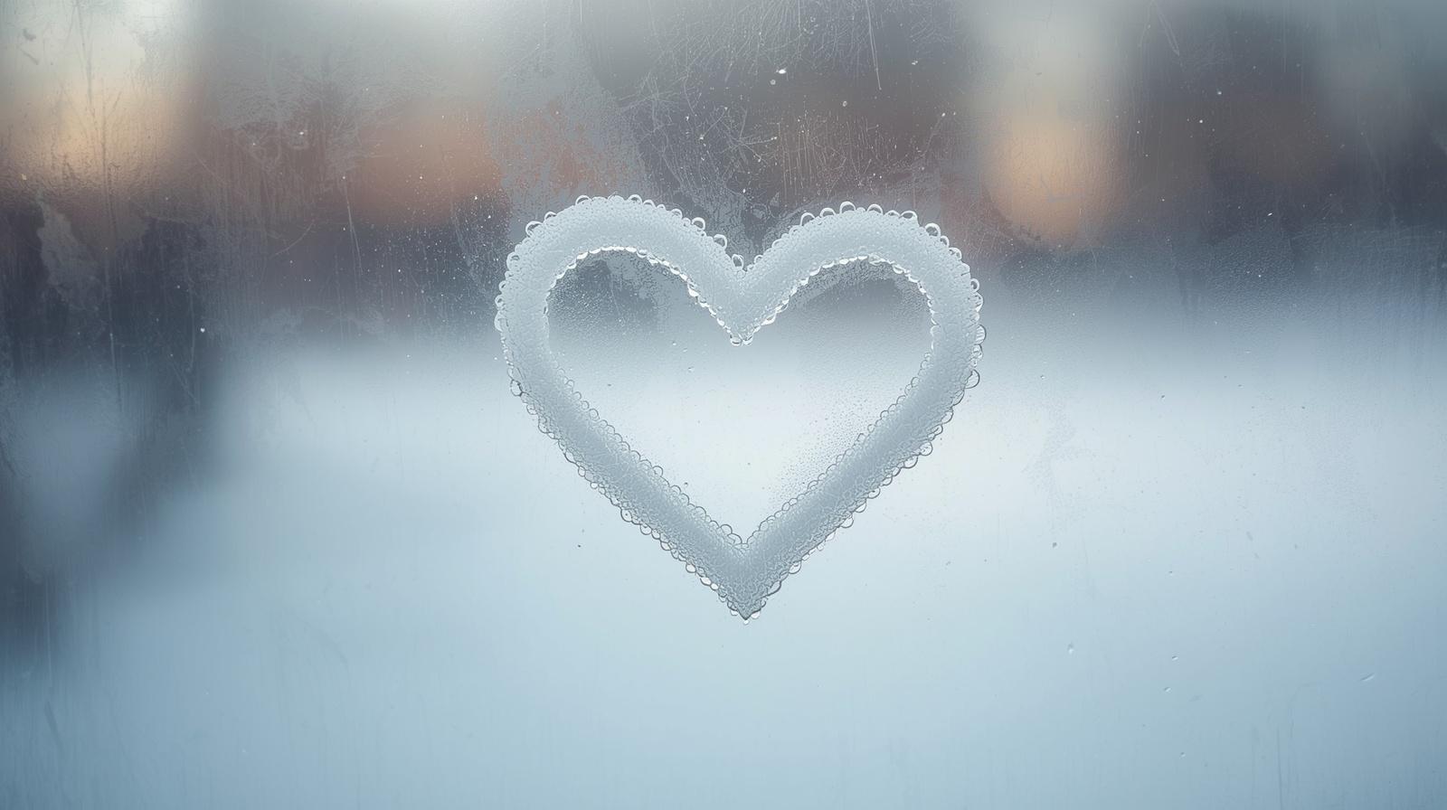 曇りガラスに描いたハートマーク