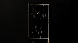 激しく叩かれるドアのシルエット。